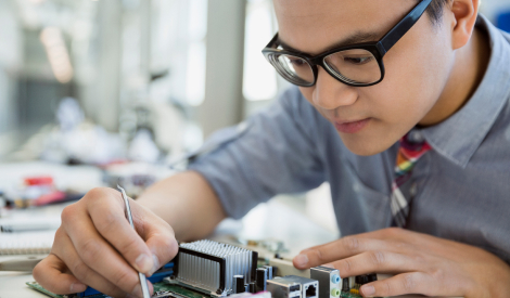 boy doing robotics