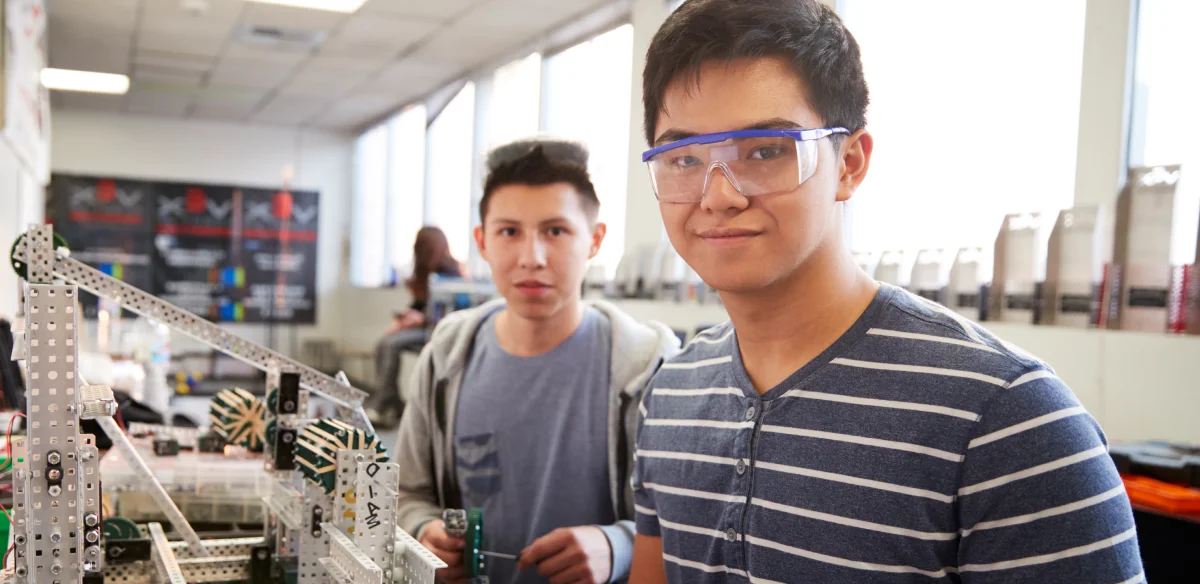 Two students working on a project