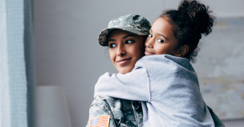 Mother and daughter hugging