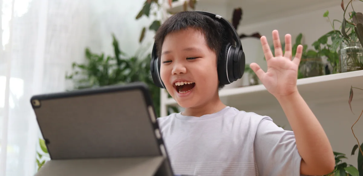 Boy using a headset